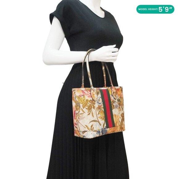 Gucci  Ophidia Small GG Supreme Flora Canvas Tote Bag Multicolor 726762 - Picture 2 of 15